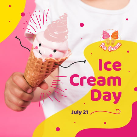 Kid holding ice cream on Ice Cream Day Instagram Modelo de Design