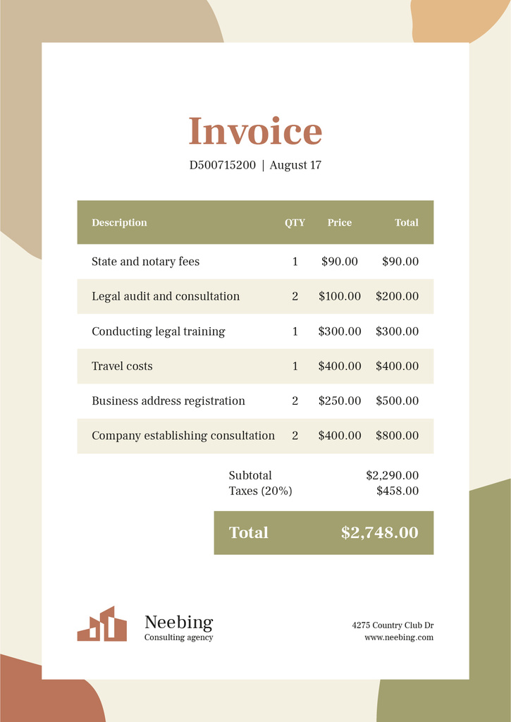 Consulting Company in Abstract Frame Invoice Tasarım Şablonu