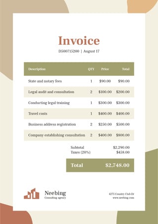 Consulting Company in Abstract Frame Invoice Design Template