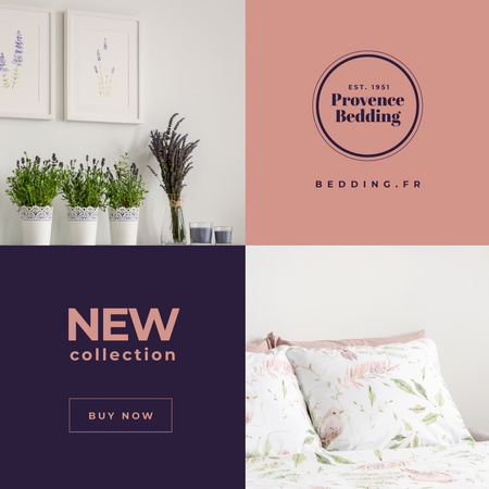 Ontwerpsjabloon van Instagram AD van Bedding Textile Offer Cozy Bedroom Interior