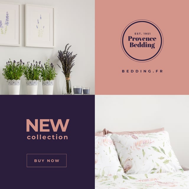 Designvorlage Bedding Textile Offer Cozy Bedroom Interior für Instagram AD
