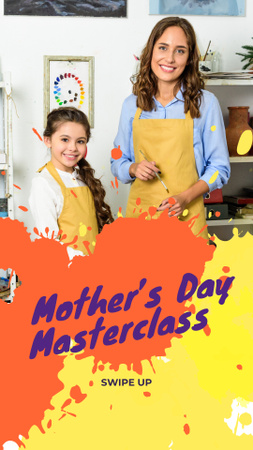 Mother's Day Sale Teacher and Girl Painting Instagram Story Design Template
