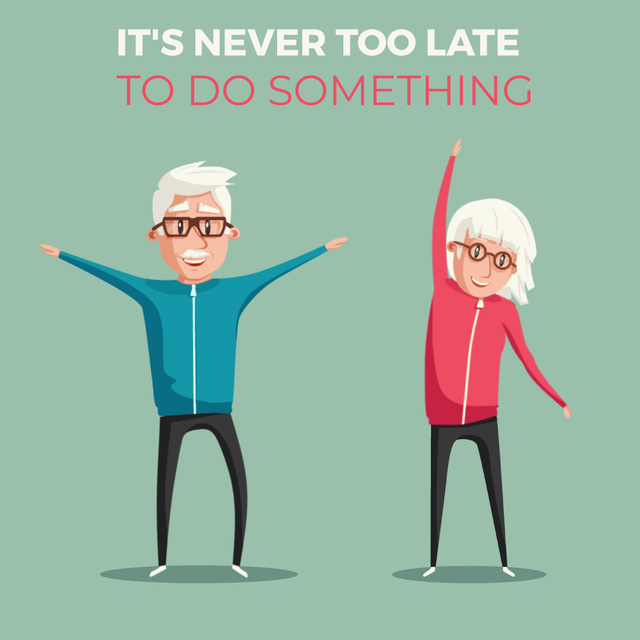 Old people exercising Animated Post Šablona návrhu