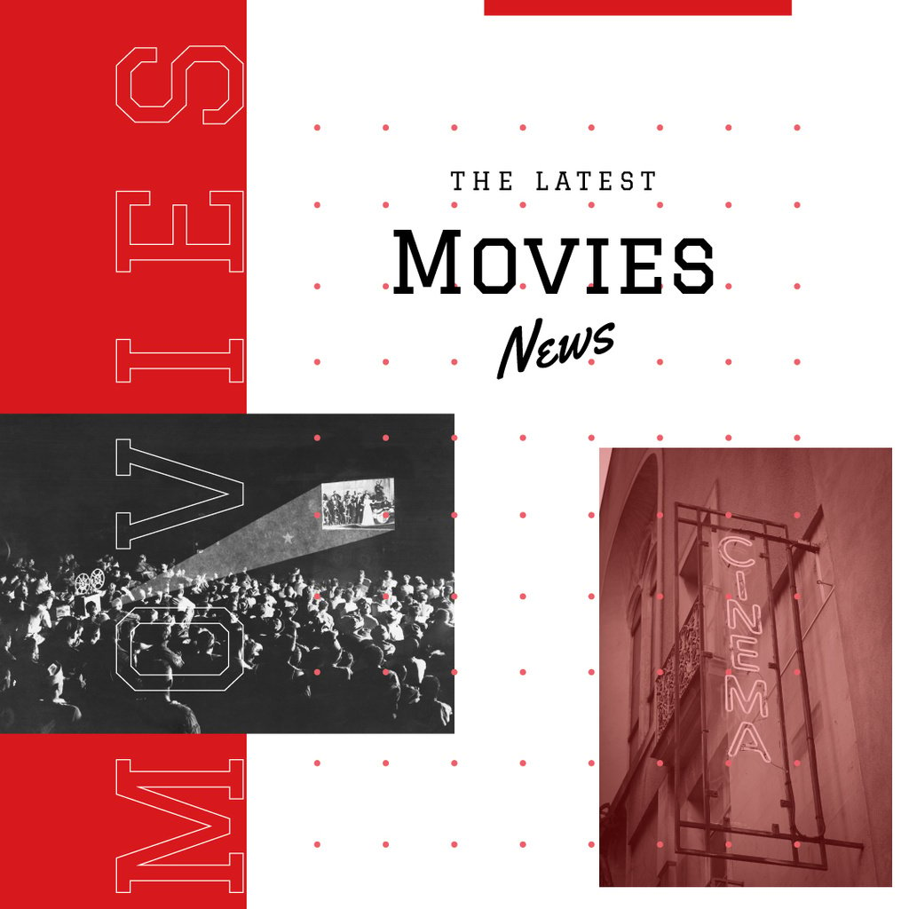 Movies News Ad People watching Cinema Instagram AD Design Template