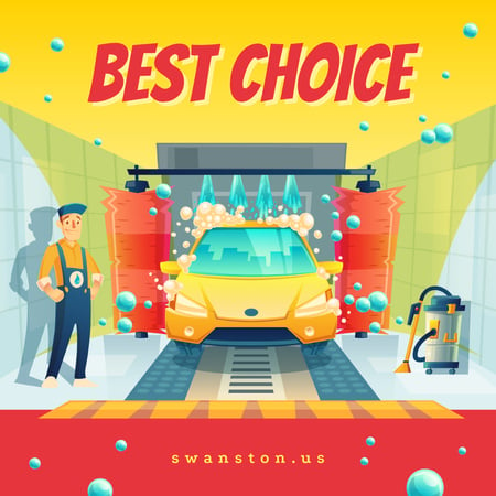 Worker by Car at auto wash Instagram AD Design Template