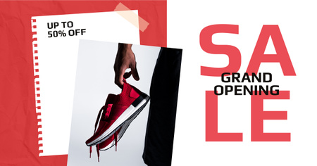 Shoes Sale Sportsman Holding Sneakers Facebook AD Design Template