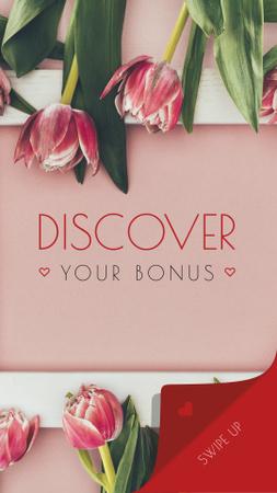 Szablon projektu Florist services Tulips Frame in Pink Instagram Story