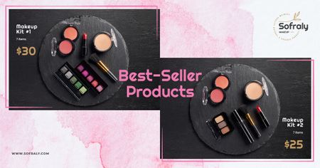 Modèle de visuel Cosmetics Ad Makeup Products Set - Facebook AD