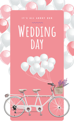Wedding Tandem bicycle decorated with Balloons Instagram Story Šablona návrhu
