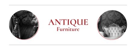 Antique Furniture Auction with armchair Facebook cover Design Template