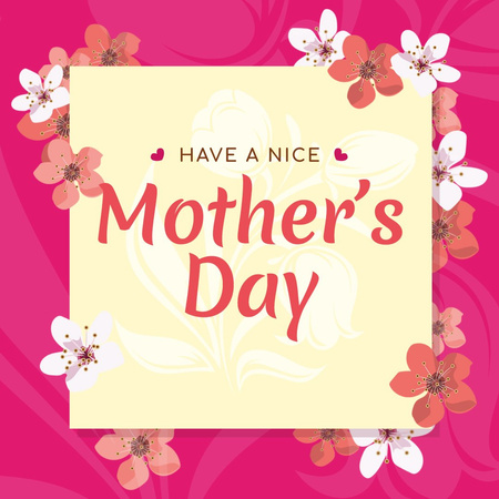 Mother's Day Greeting Frame with Cherry Flowers Instagram Design Template