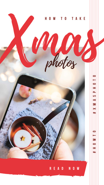 Taking photo of mulled wine on Christmas Instagram Story Design Template