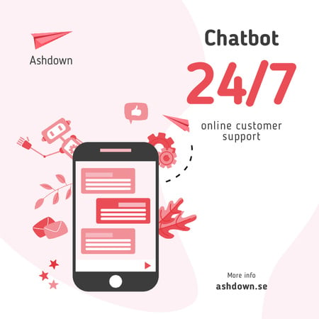 Online Customers Support Chat on Phone Screen Animated Post Šablona návrhu