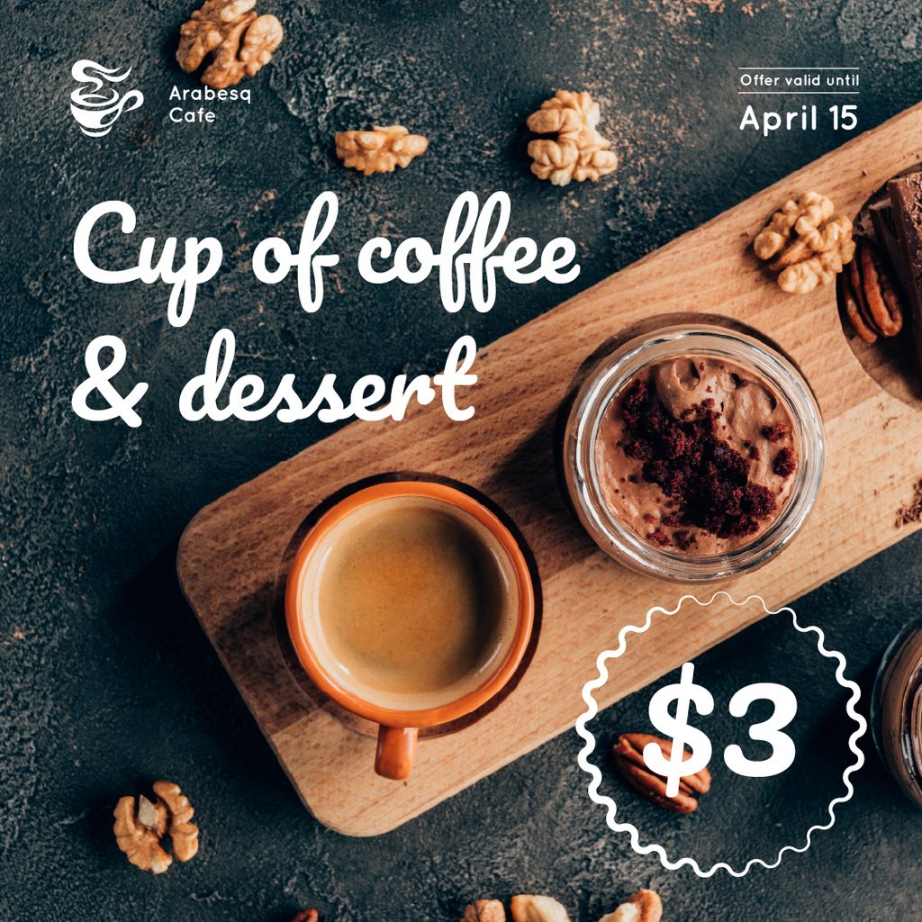 Cafe Promotion Coffee and Dessert Instagram – шаблон для дизайну
