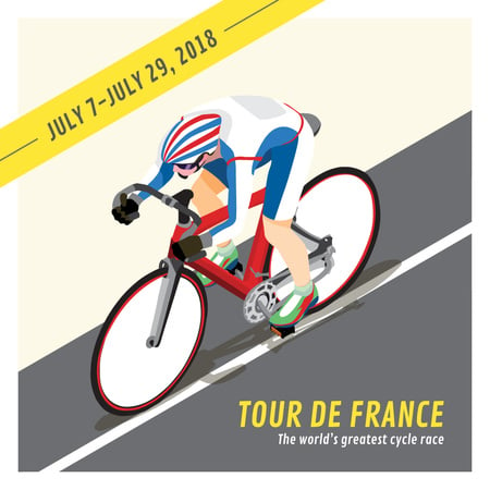 Тур де Франс Велосипедист на дороге Instagram AD – шаблон для дизайна