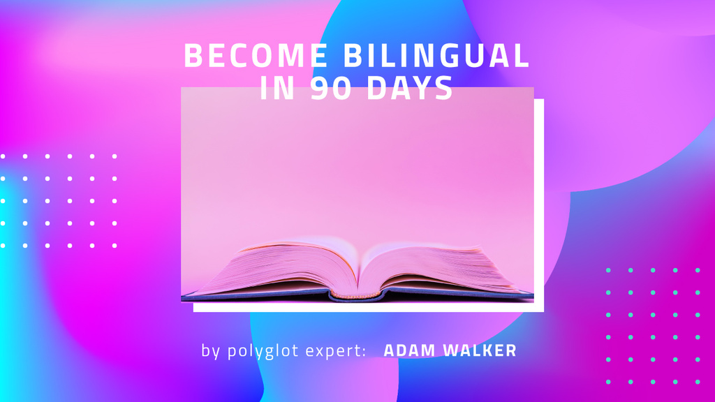 Plantilla de diseño de Language Course Ad with Open Book Youtube Thumbnail 