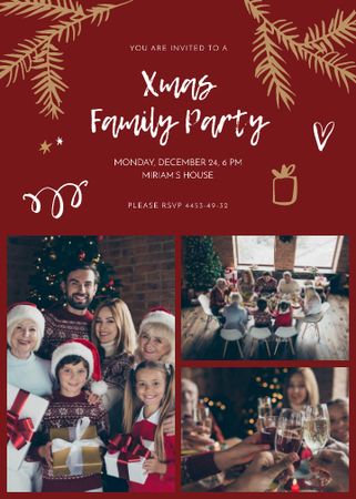 Modèle de visuel Christmas Party Family Having Dinner - Invitation
