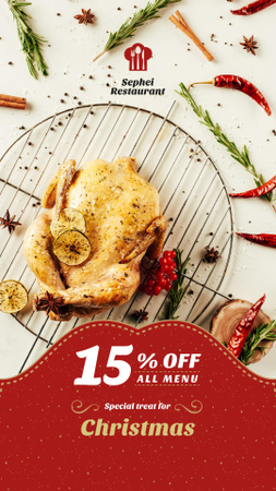 Plantilla de diseño de Christmas Dinner Invitation Whole Roasted Turkey Instagram Story 