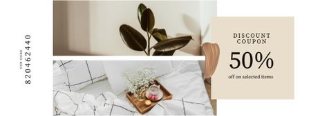Home Items offer with cozy Interior Couponデザインテンプレート