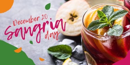 Sangria drink celebration day announcement with mint Image Design Template