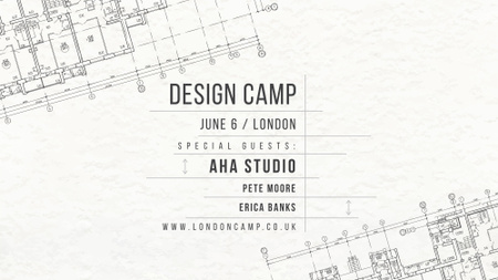 Design camp announcement on blueprint FB event cover Šablona návrhu