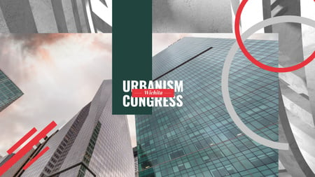 Plantilla de diseño de Anuncio de conferencia de urbanismo con rascacielos de cristal. Youtube 
