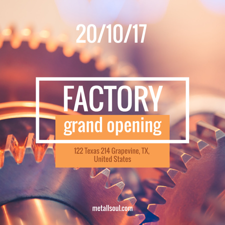Factory Opening Announcement Mechanism Cogwheels Instagram AD Šablona návrhu
