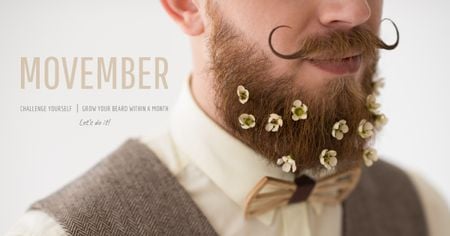 Modèle de visuel Movember with Man with mustache and beard - Facebook AD