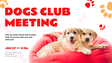 Platilla de diseño Dogs Club Promotion with Cute Puppies FB event cover