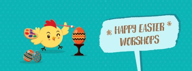 Easter chick coloring egg Facebook Video cover – шаблон для дизайну