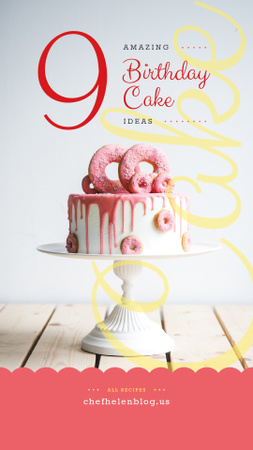 Birthday Cake decorated with doughnuts Instagram Story Design Template
