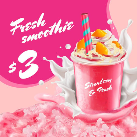 Fresh Smoothie with Splash of Milk Instagram Design Template