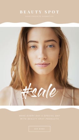 Beauty Sale Young Girl without Makeup Instagram Video Story Design Template