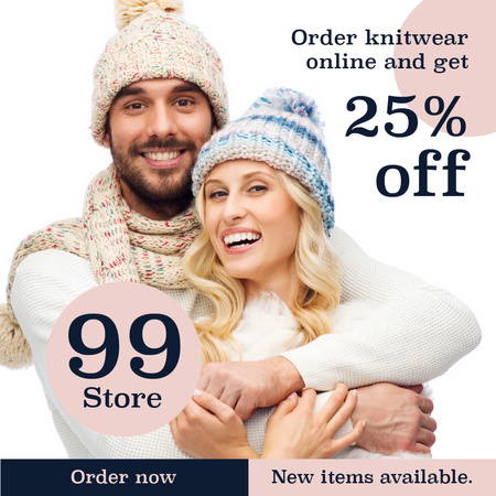 Platilla de diseño Online knitwear store with Happy Couple Instagram