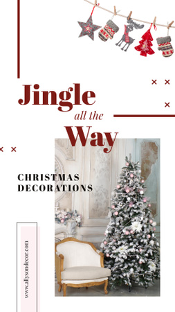 Decorated Christmas tree Instagram Story – шаблон для дизайну