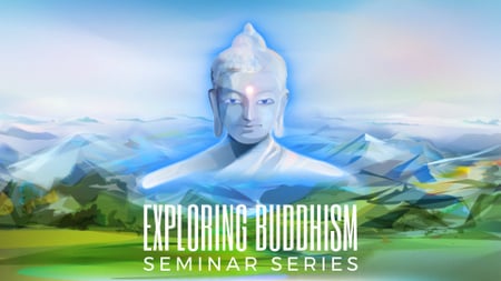 Buddha image over mountains landscape Full HD video Šablona návrhu