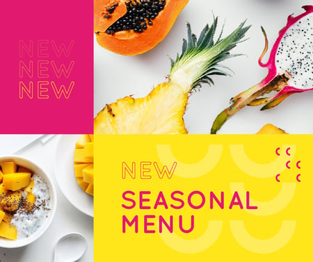 Designvorlage Fresh tropical fruits menu für Facebook