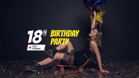 Designvorlage Birthday Party Invitation Girl Holding Balloons für Youtube