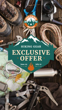 Hiking Gear Offer Travelling Kit Instagram Story Modelo de Design