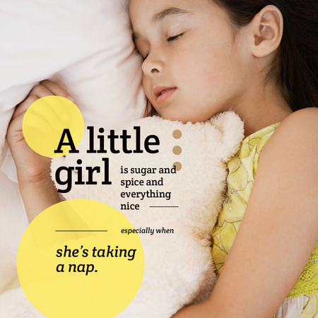 Cute little girl sleeping Instagram – шаблон для дизайна