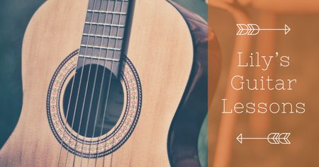 Guitar lessons Ad with Acoustic Guitar Facebook AD Modelo de Design