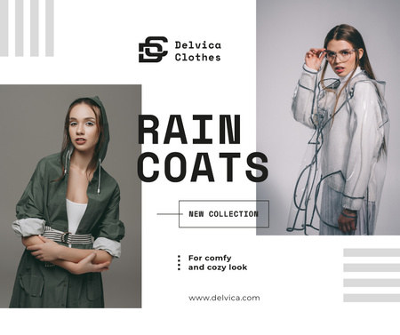Ontwerpsjabloon van Facebook van Fashion Ad Girl wearing Raincoat