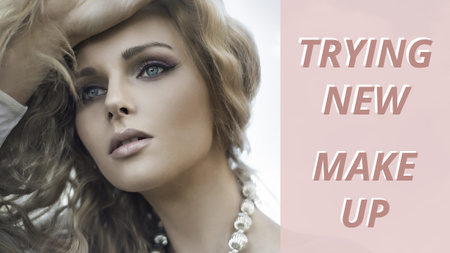 Ontwerpsjabloon van Youtube Thumbnail van Makeup Ad Young Attractive Woman in Pink 