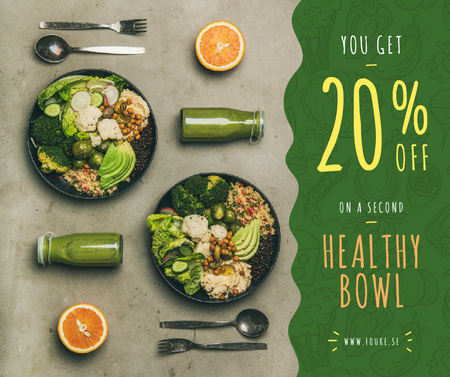 Healthy Food Offer with Vegetable Bowls Facebook Modelo de Design