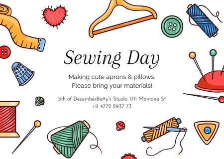 Designvorlage Sewing day event Announcement für Card