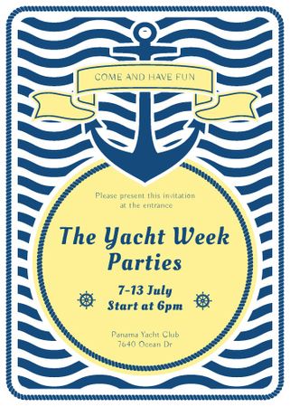 Platilla de diseño Yacht Party advertisement with blue stripes Flayer