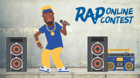 Rap Contest Announcement Man Performing with Microphone Full HD video Design Template