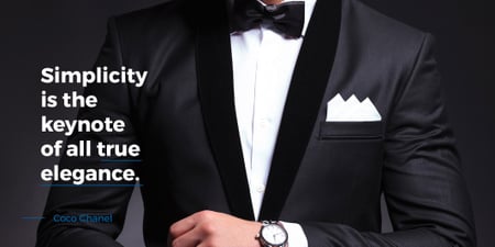 Ontwerpsjabloon van Twitter van Fashion Quote with Businessman Wearing Suit