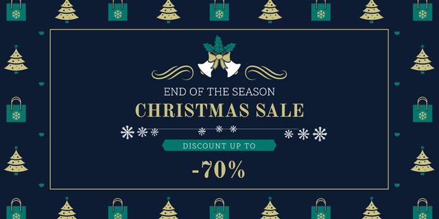 Designvorlage Christmas Sale Announcement with Trees and Gifts für Twitter