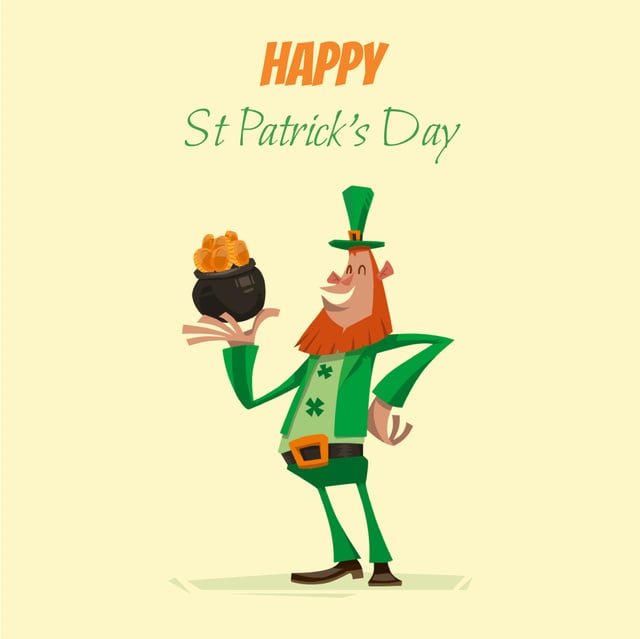 Ontwerpsjabloon van Animated Post van Saint Patrick's leprechaun with coins